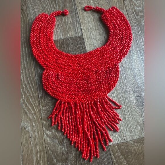 Bold Red Beaded Statement Necklace – Glamorous & Unforgettable - Picture 11 of 17